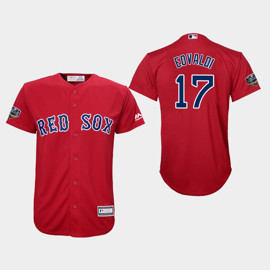 Red Sox #17 Nathan Eovaldi Red Cool Base 2018 World Series Stitched Youth MLB Jersey